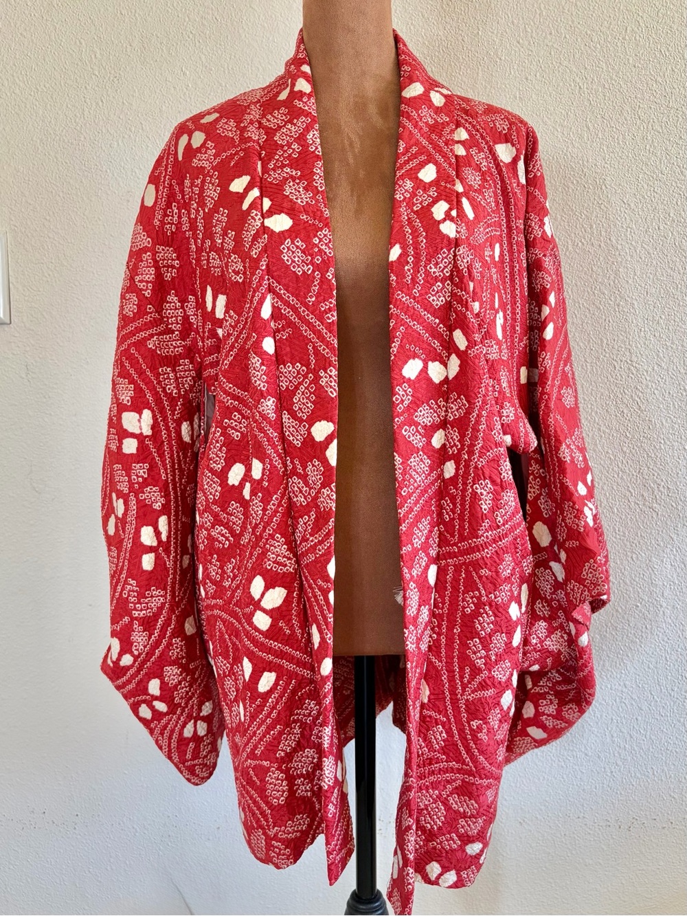 Red Patterned Women's Silk Kimono